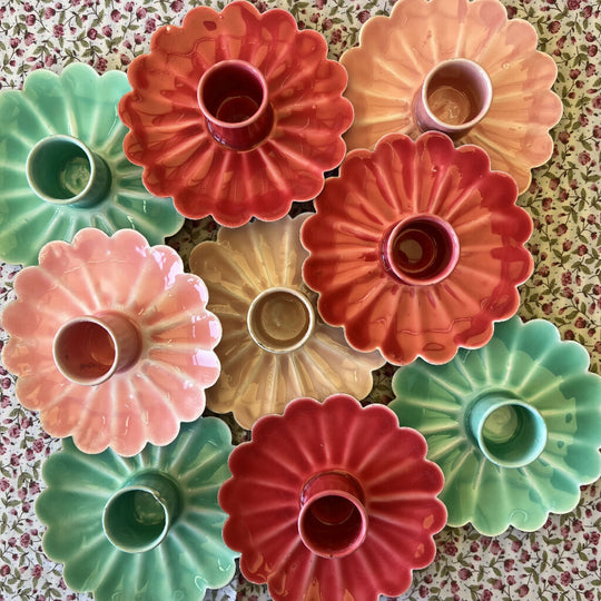 Enamel flower candle holder