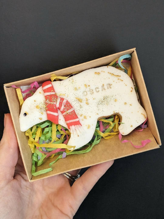 Hand Iced Personalised Polar Bear Biscuit