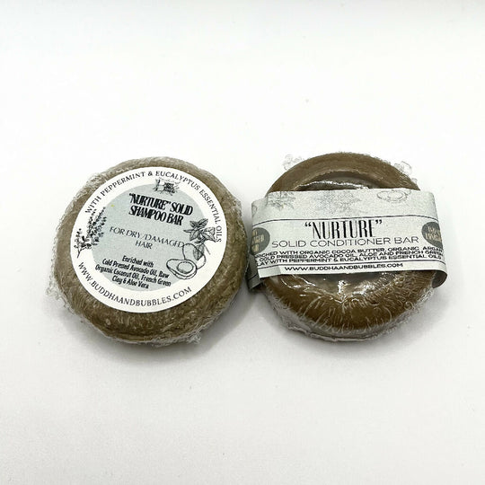 Solid Shampoo and Conditioner | Dry Damaged Hair | Enriched with Aloe, French Green Clay