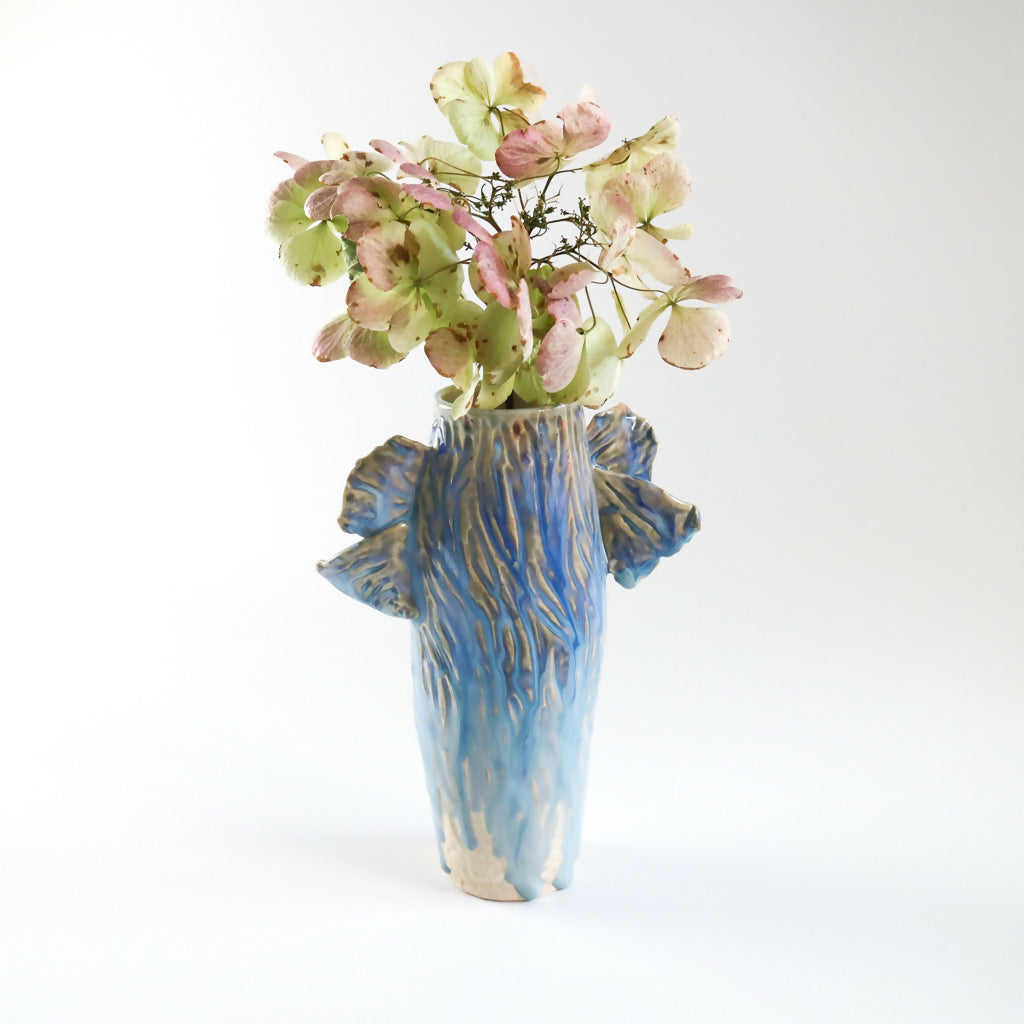 Stoneware Clay Vase in Ripple Design