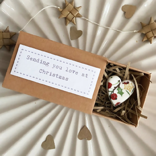 Porcelain Matchbox Token Sending You Love At Christmas
