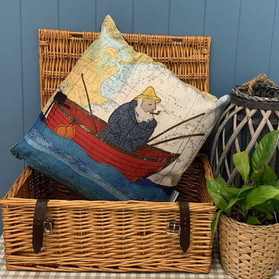 Fishing at Poole cushion by Hannah Wisdom Textiles