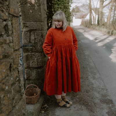 Dorothy shirtdress in  saffron corduroy