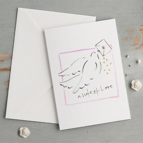 'A Note Of Love' Hand Painted Printed Greeting Card