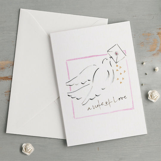 'A Note Of Love' Hand Painted Printed Keepsake Card