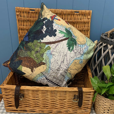 Darwin at Plymouth cushion by Hannah Wisdom Textiles