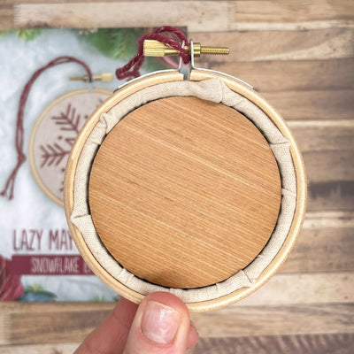 back of wooden christmas hoop