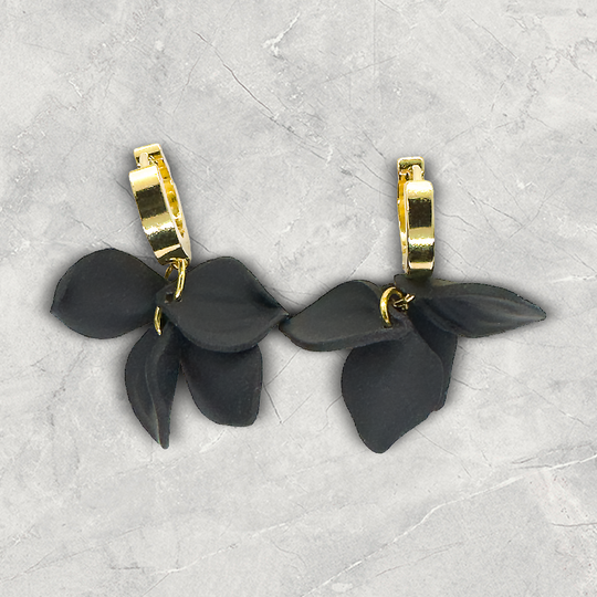 Heather | Black | Huggie Earrings