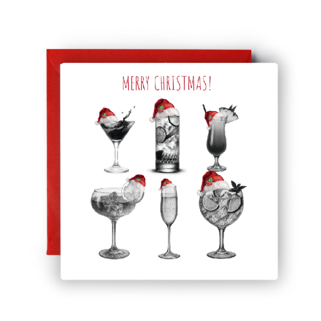 Festive Cocktail Drinks Christmas Card