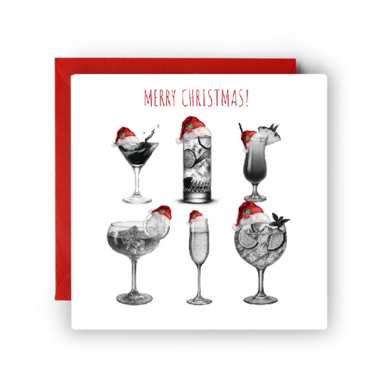 Festive Cocktail Drinks Christmas Card