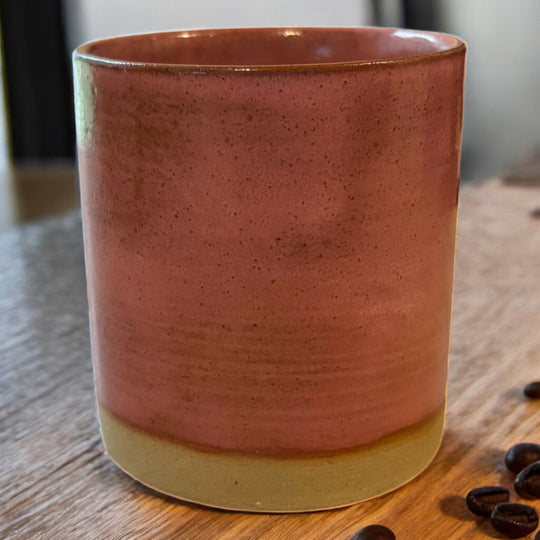 Raspberry Stoneware Refillable Candle Pot & Candle Refill