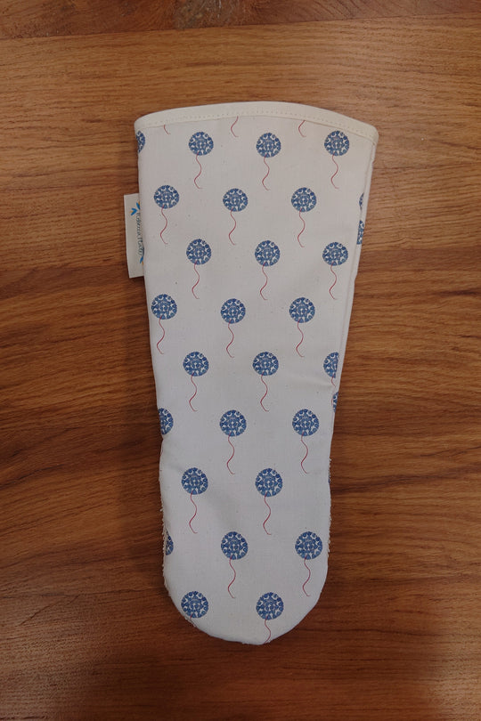 Organic Gauntlet Oven Glove - Machair Floret Blue
