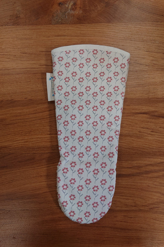 Organic Gauntlet Oven Glove - Machair Flower Red