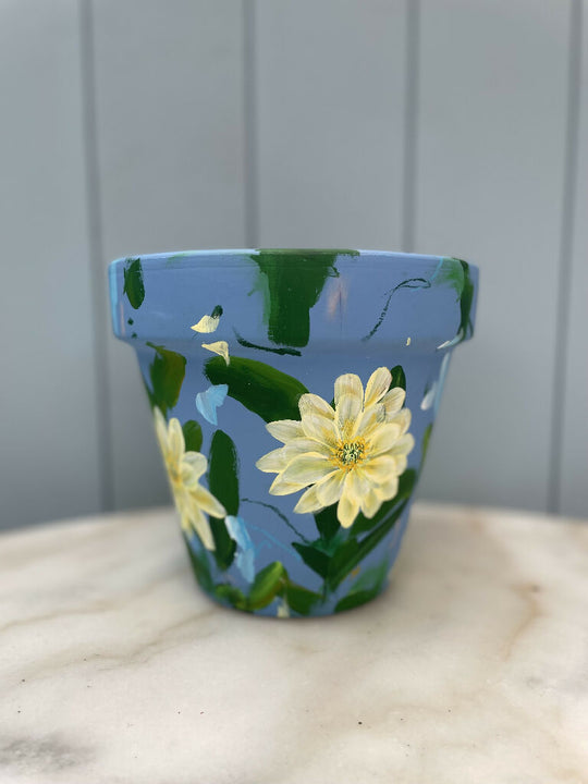 Zinnia Hand Painted Floral Plant Pot