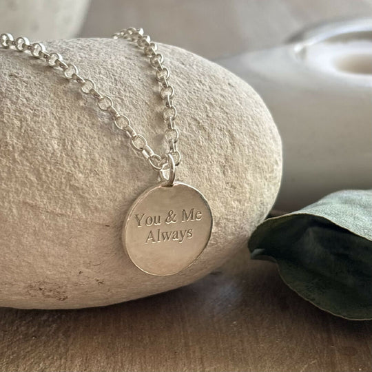 You and Me Always Silver Disc Necklace