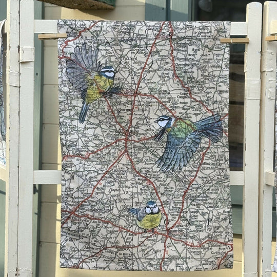 Tits on the Wold Cotton Tea Towel