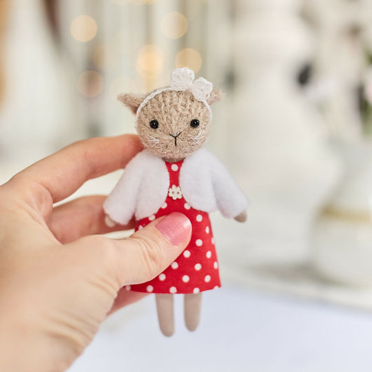 Miniature Cat Doll in Red