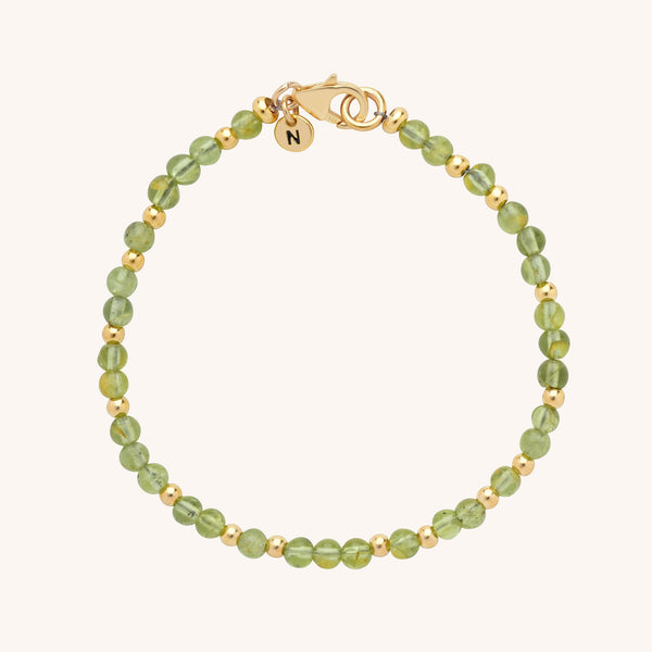 Peridot Jewel Bead Birthstone Bracelet - August