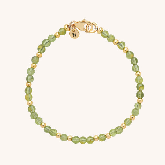 Peridot Jewel Bead Birthstone Bracelet - August