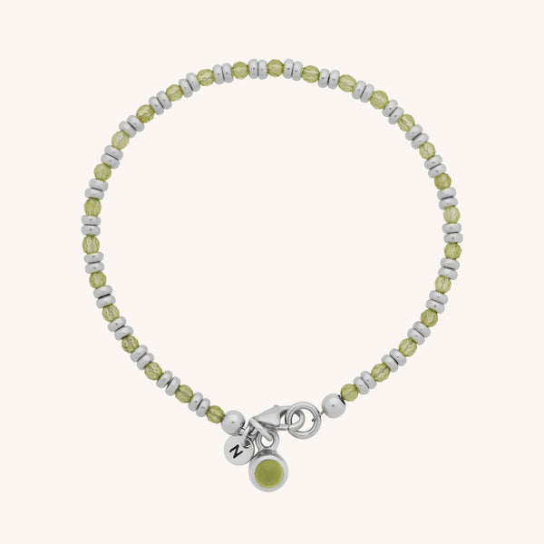 Peridot Linear Birthstone Bracelet - August