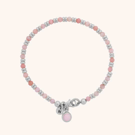 Pink Opal Linear Birthstone Bracelet - October