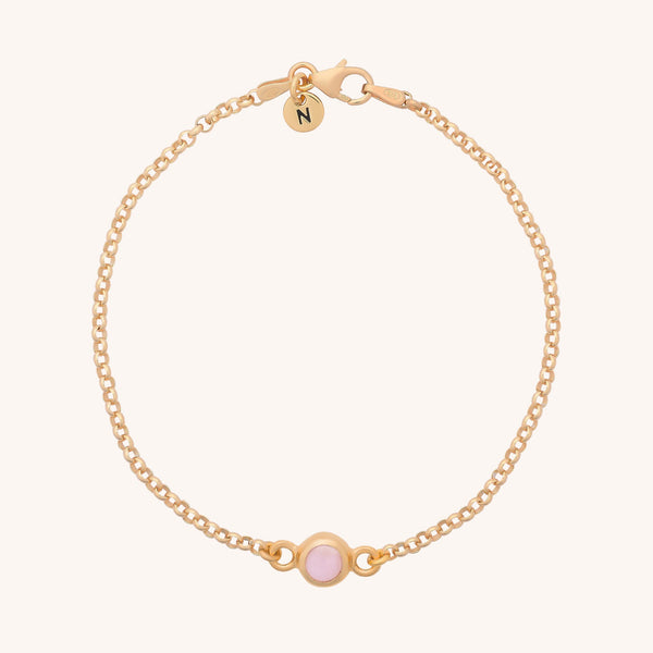 Pink Opal Birthstone Gem Dot Bracelet - October
