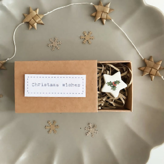 Porcelain Matchbox Token Christmas Wishes
