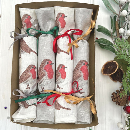 Christmas Linen Napkin Crackers - Little Red Robins