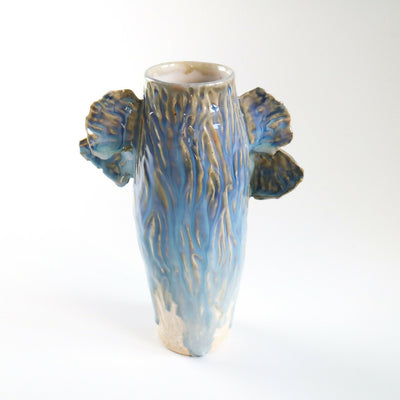 Stoneware Clay Vase in Ripple Design