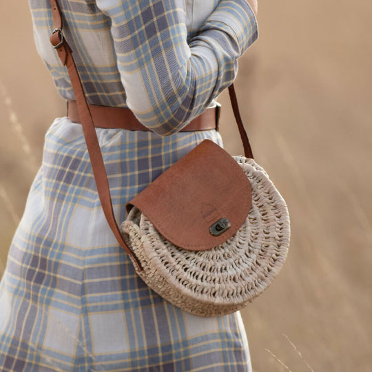 The Safi Rattan Round Bag - Loose Weave