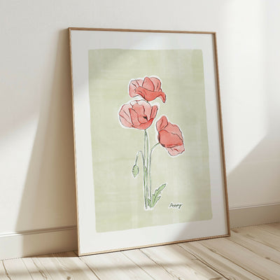 Poppy Flower Illustration Print