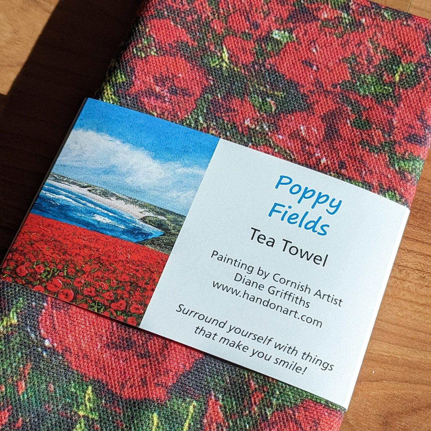 Poppy Fields looking towards Crantock Tea Towel