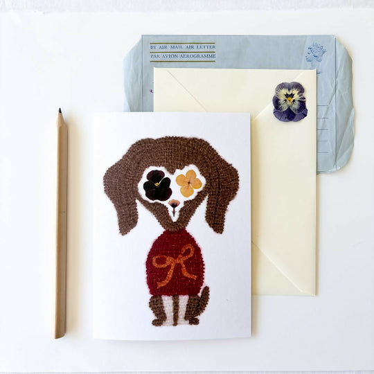 Botanical Dachshund Greetings Card