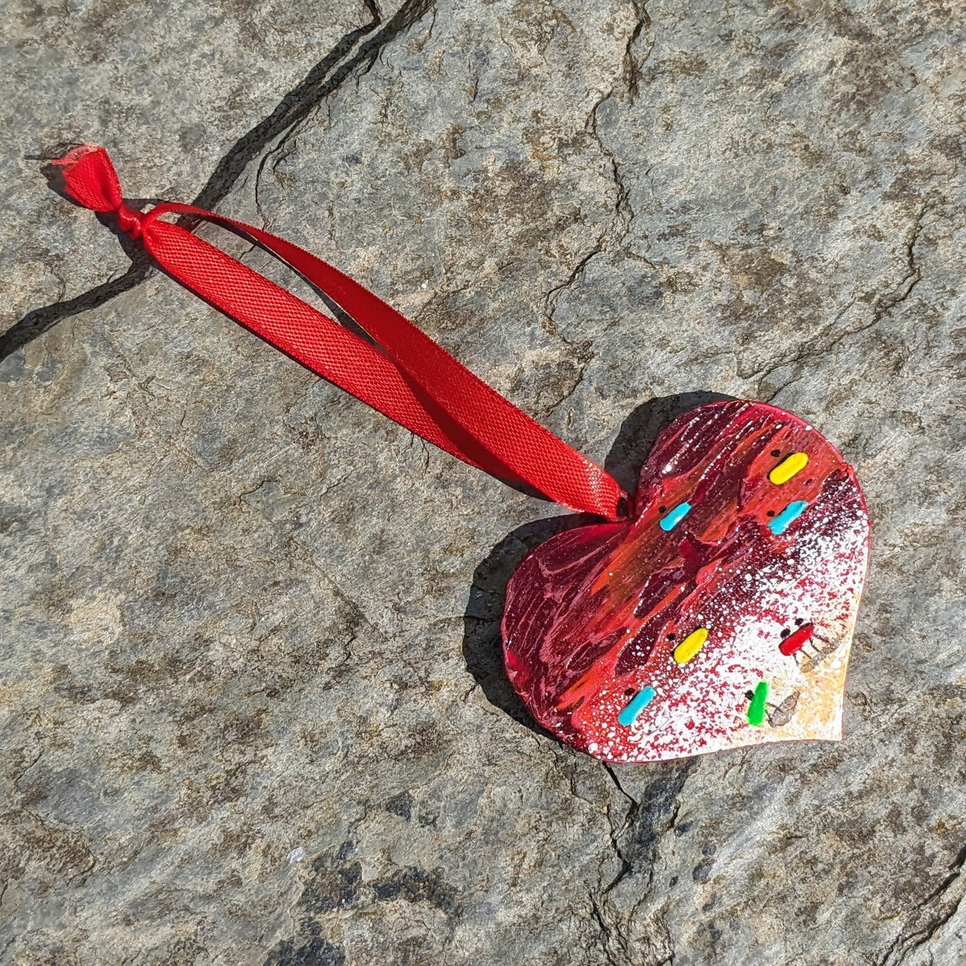 Hand Painted Hanging Heart - Red Valentine