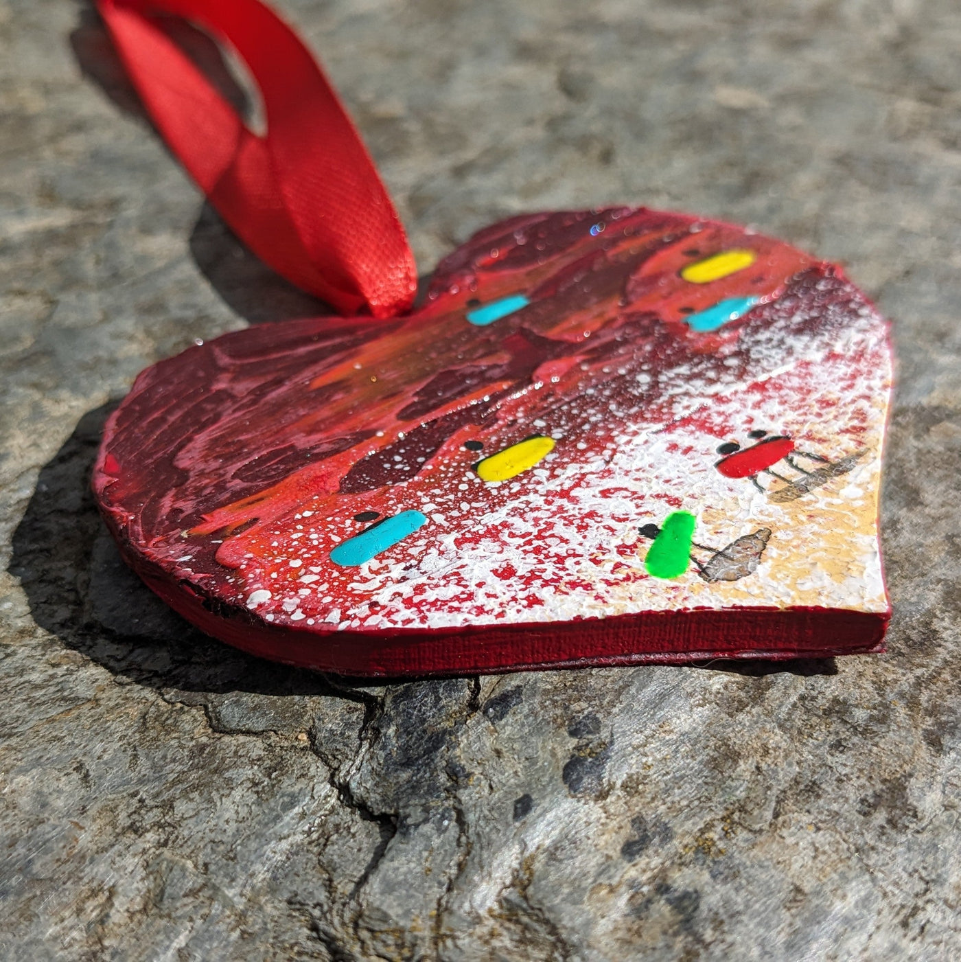 Hand Painted Hanging Heart - Red Valentine