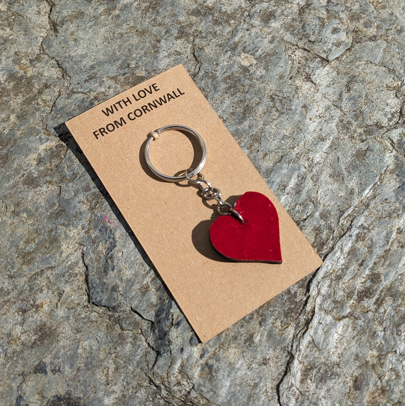 Hand Painted Heart Keyring - Red Valentine