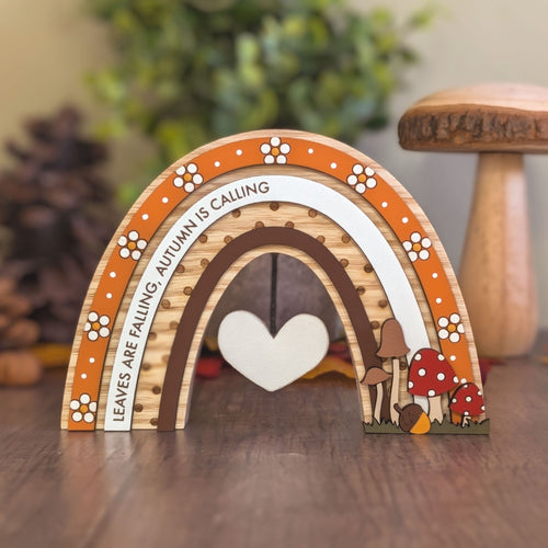 Personalised wooden autumn rainbow