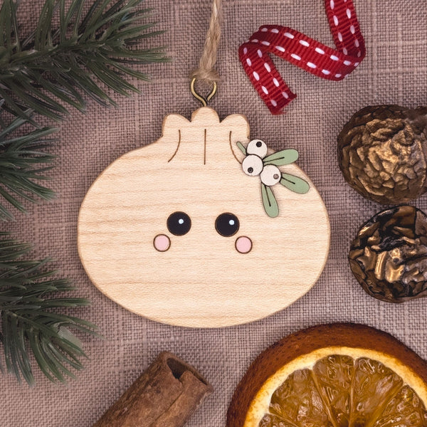 Wooden dumpling Christmas decoration