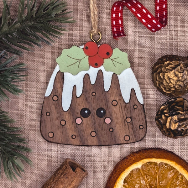 Wooden Christmas pudding decoration