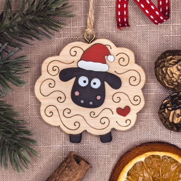 Wooden sheep Christmas decoration