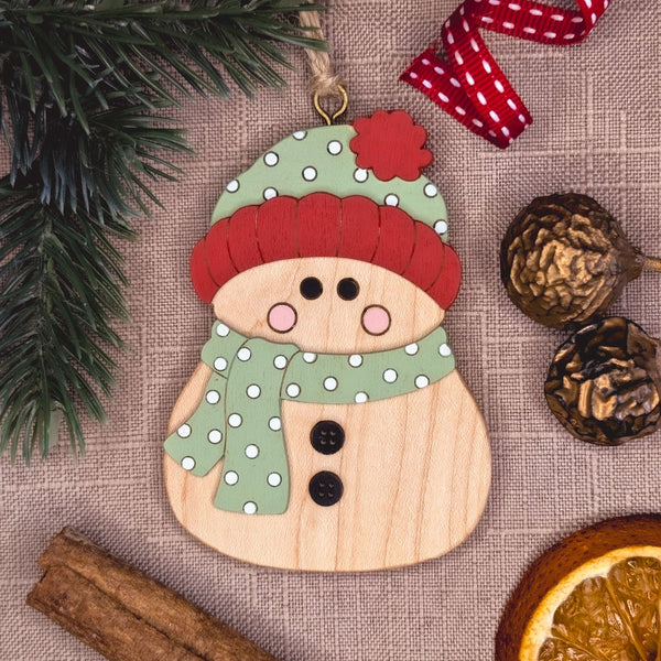 Wooden snowman Christmas decoration