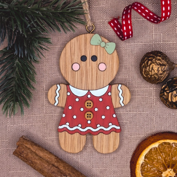 Wooden gingerbread girl hanging decoration