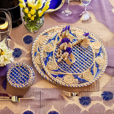 Paola Blue Iraca Placemat Set2