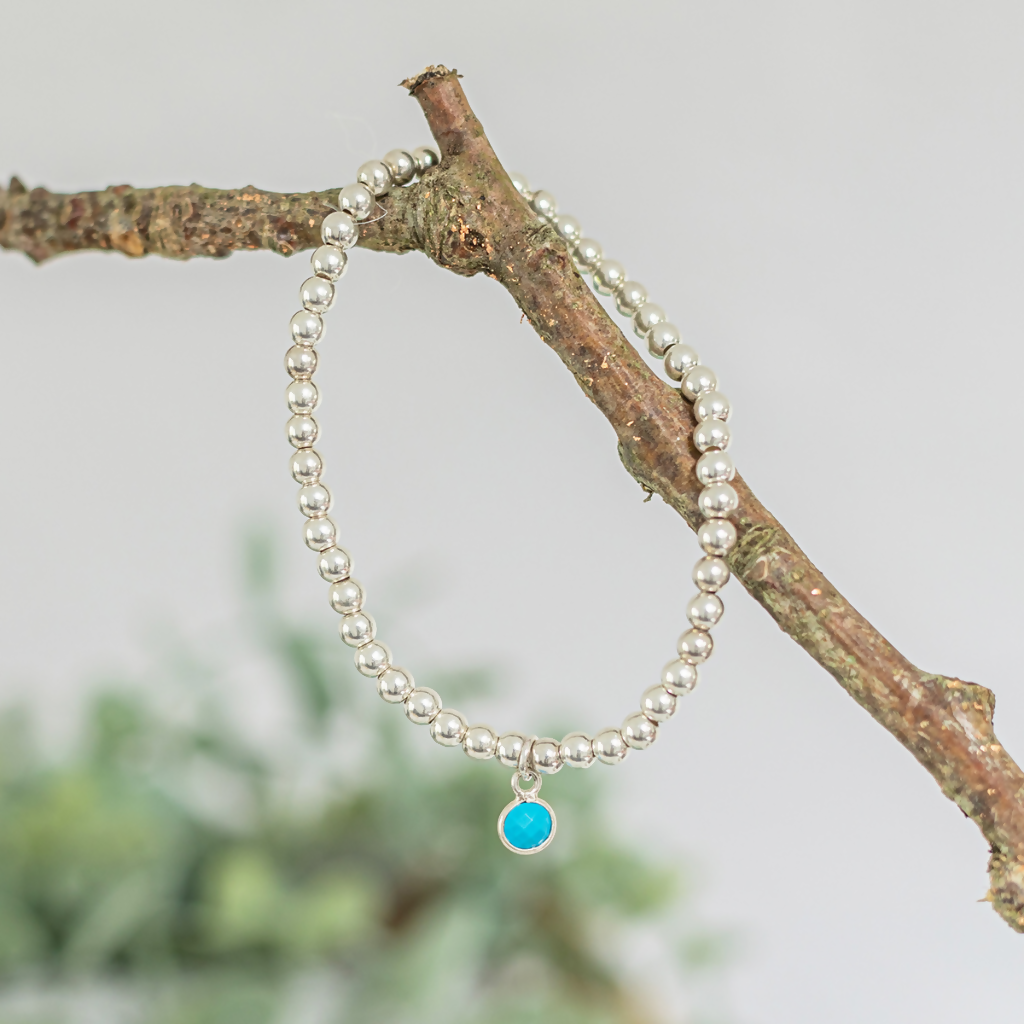 Turquoise Sterling Silver Birthstone Bracelet