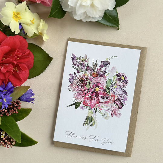 Hand-Painted Floral Greeting Card – A Touch of Countryside Charm