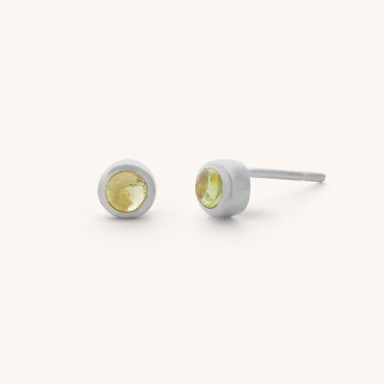Peridot Mini Gem Dot Birthstone Earrings - August
