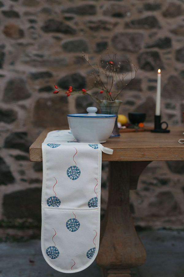 Organic Double Oven Glove - Machair Floret Blue
