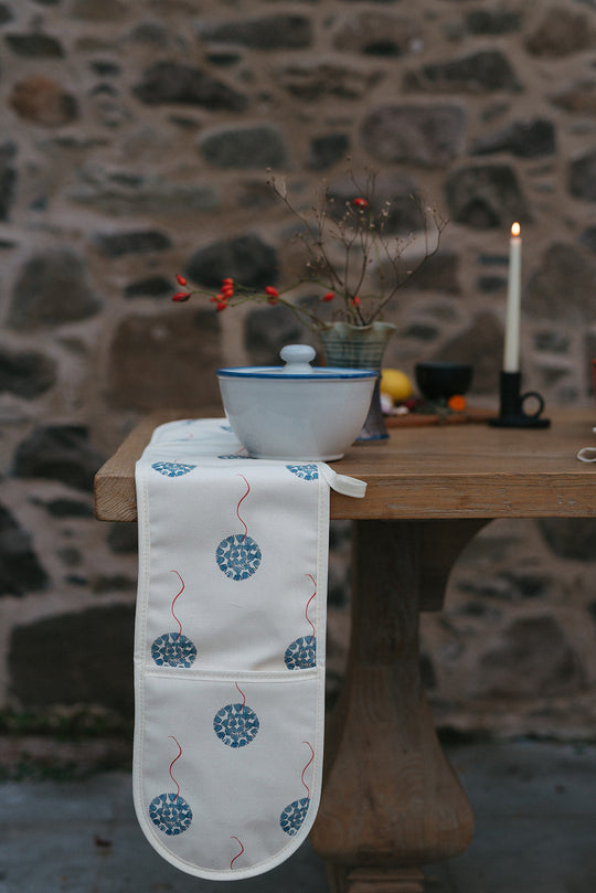 Organic Double Oven Glove - Machair Floret Blue