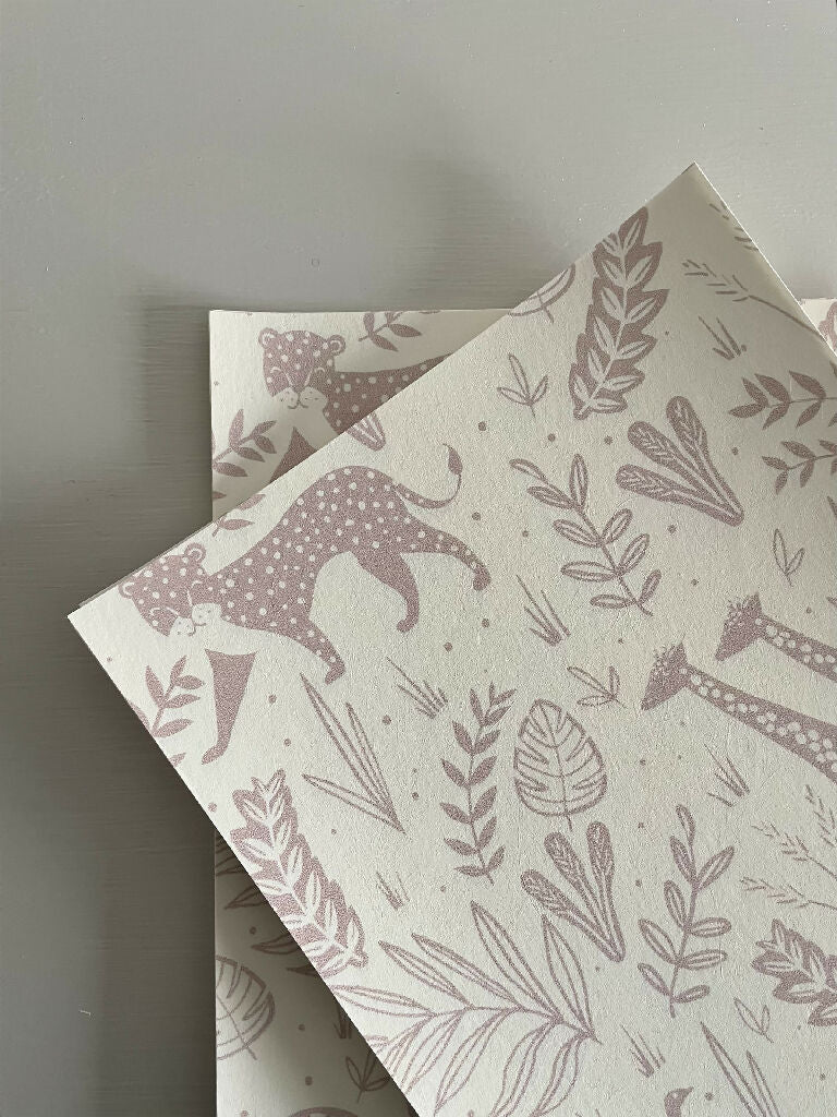 Wild Safari Pink Wallpaper Samples Close Up