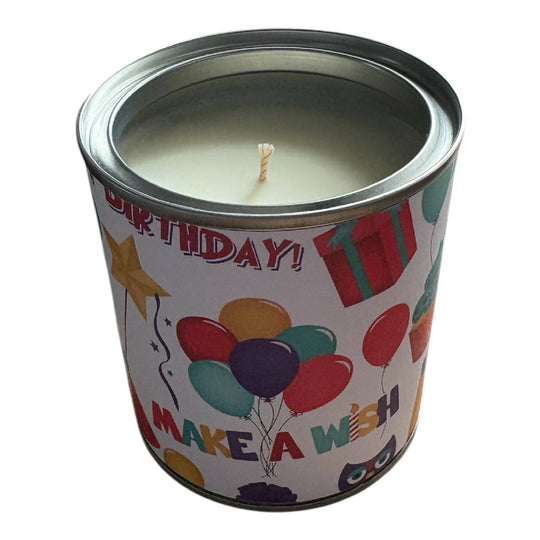 Birthday Candle Tin 220g – Soy Wax Candle Gift with Reusable Tin
